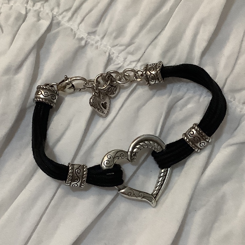 Silver and Black Heart Brighton Bracelet with Clasp
